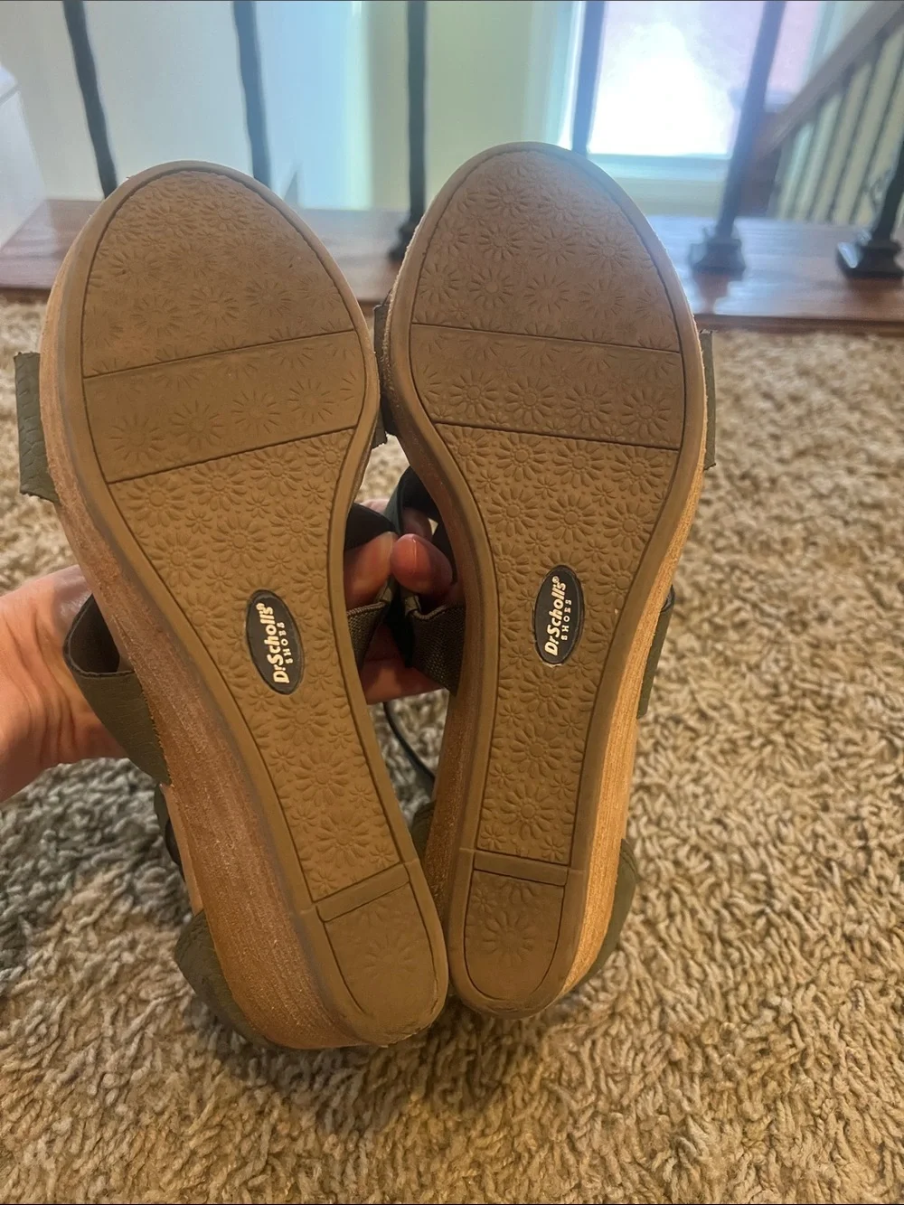 Dr. Scholl’s Olive Green Wedge Sandals with Buckle Strap